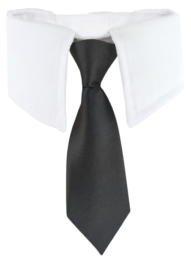 Koolmox Black Neck Tie Dog Collar, KOOLMOX Tux Dog Collar for Weddings with Handcrafted Adjustable White Collar and Black Tie, Classic Necktie for Small to Medium Dogs Cats Puppies Valentine's Costumes - Image 1